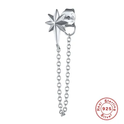Creative Metal Tassel S925 Sterling Silver Geometric Stud Earrings for Women