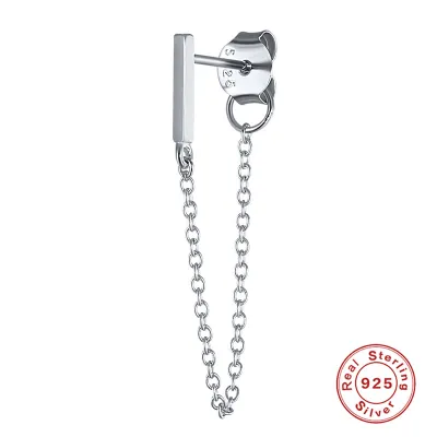 Creative Metal Tassel S925 Sterling Silver Geometric Stud Earrings for Women