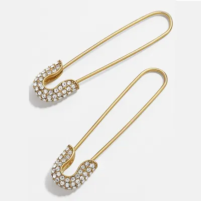 Fashion Pin Shape Pendant Multicolor Rhinestone Earrings