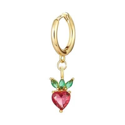 1pc Fruit Pendant Zircon Decor Earrings for Women Copper Instagram Wind