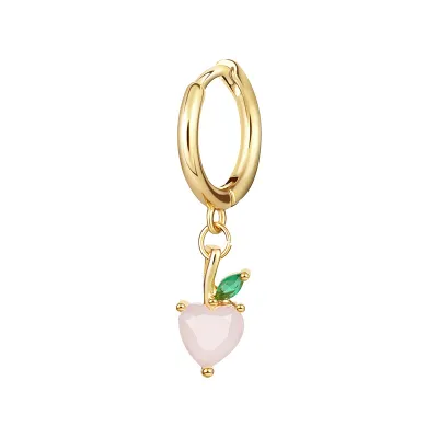 1pc Fruit Pendant Zircon Decor Earrings for Women Copper Instagram Wind