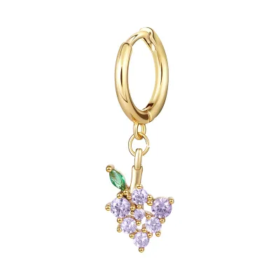 1pc Fruit Pendant Zircon Decor Earrings for Women Copper Instagram Wind