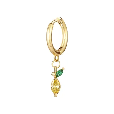 1pc Fruit Pendant Zircon Decor Earrings for Women Copper Instagram Wind