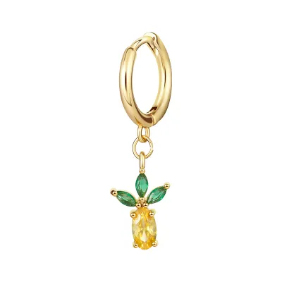 1pc Fruit Pendant Zircon Decor Earrings for Women Copper Instagram Wind