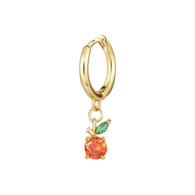1pc Fruit Pendant Zircon Decor Earrings for Women Copper Instagram Wind