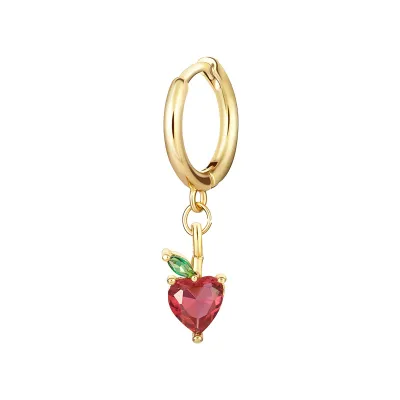 1pc Fruit Pendant Zircon Decor Earrings for Women Copper Instagram Wind