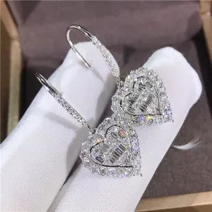Creative Full Zircon Inlaid Heart Shape Women's Earrings