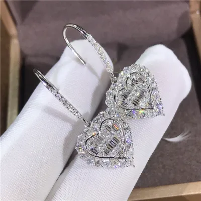 Creative Full Zircon Inlaid Heart Shape Women's Earrings