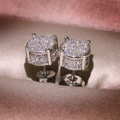 Shiny Zircon Decor Stud Earrings For Women