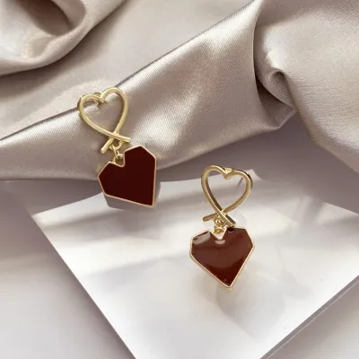 Elegant Sweet Love Heart Shape Geometric Rhinestone Women's Earrings
