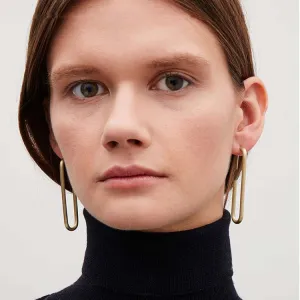 Women Simple Geometric Shape Hoop Earrings Copper Non-mainstream Unisex Oval