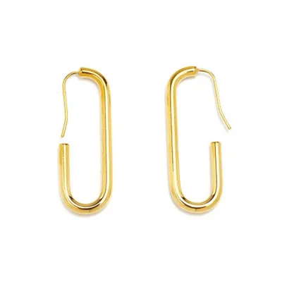 Women Simple Geometric Shape Hoop Earrings Copper Non-mainstream Unisex Oval