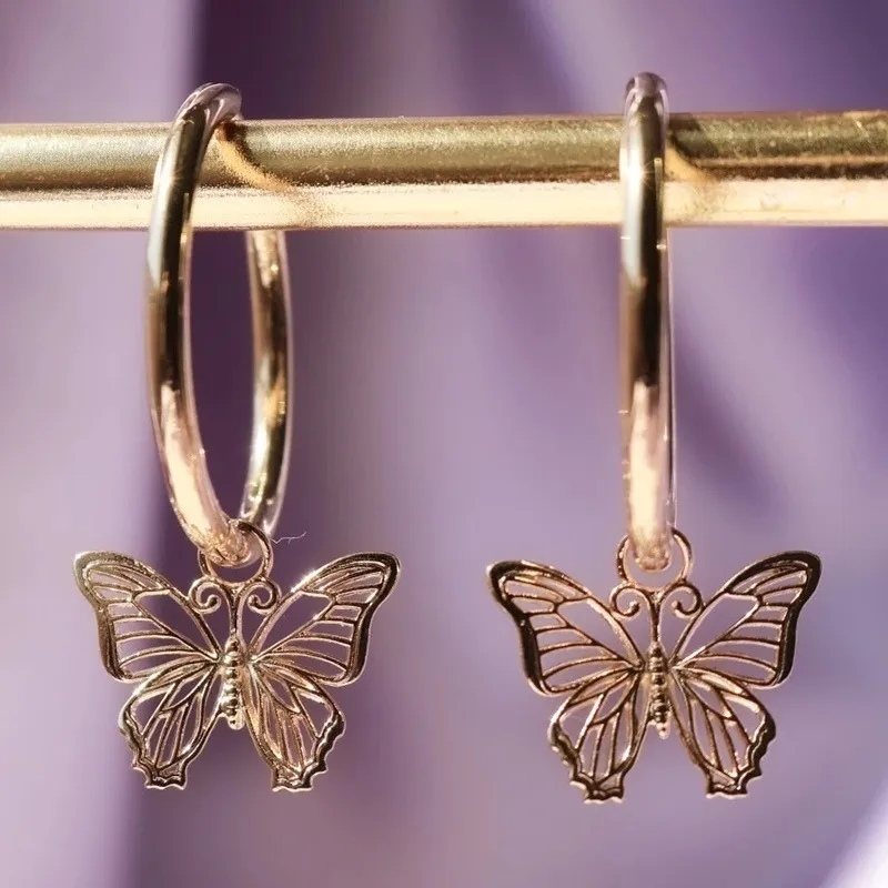 Fashion Women Hollow Butterfly Design Alloy Earrings