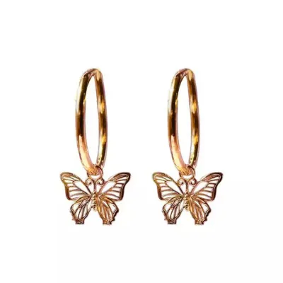 Fashion Women Hollow Butterfly Design Alloy Earrings