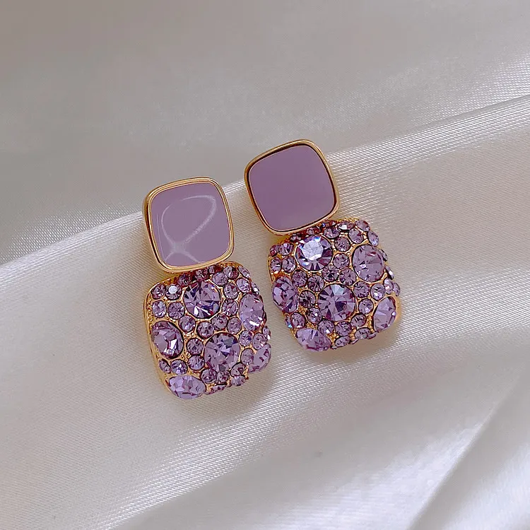 Fashion Rhinestone Square Stud Earrings for Women