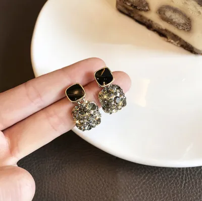 Fashion Rhinestone Square Stud Earrings for Women