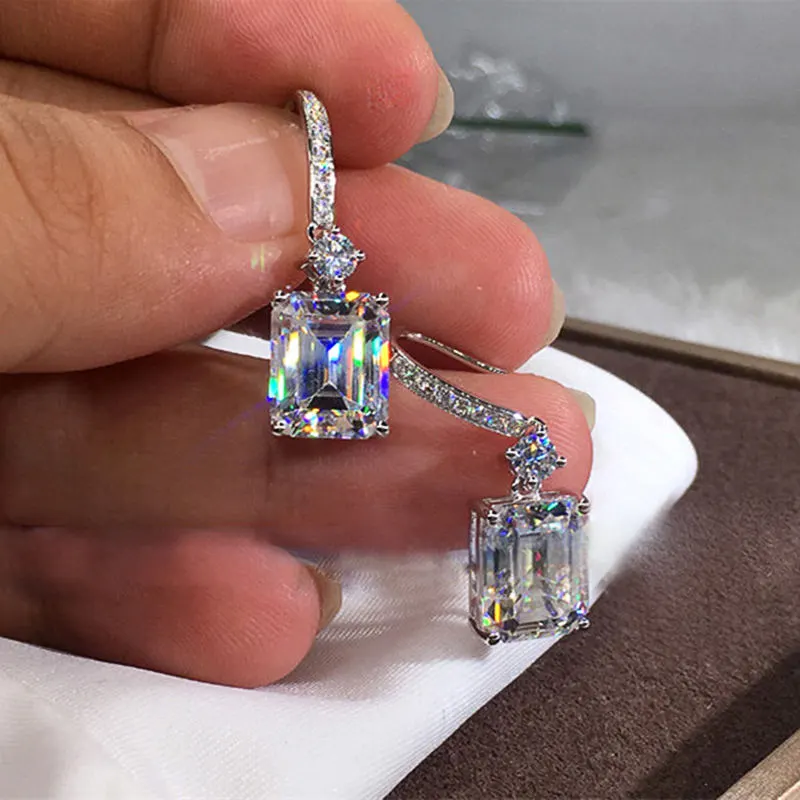 Women Shining Large Square Zircon Decor Geometric Earrings