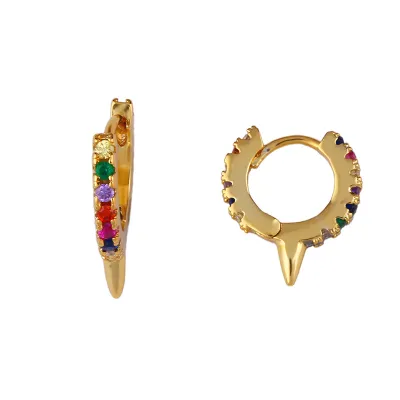 Women Fashion Color Zircon Inlay Eyes Shape Earrings