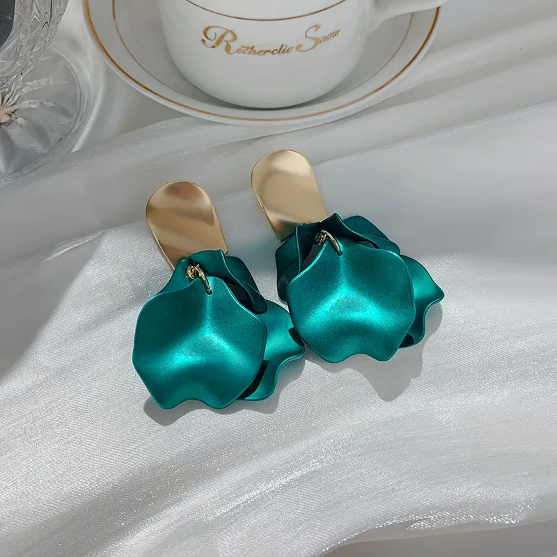 Fashion Women Rose Petal Shaped Acrylic Earrings