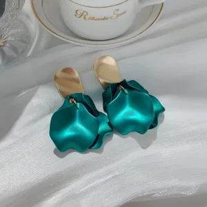 Fashion Women Rose Petal Shaped Acrylic Earrings