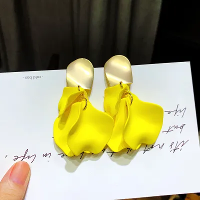 Fashion Women Rose Petal Shaped Acrylic Earrings