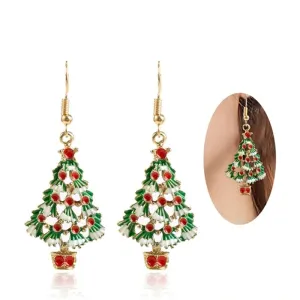 Women's Teardrop Christmas Tree Pendant Earrings Alloy Party Jewelry