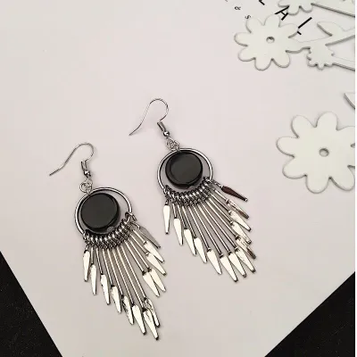 Women Simple Alloy Tassel Geometric Earrings