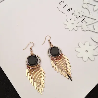 Women Simple Alloy Tassel Geometric Earrings