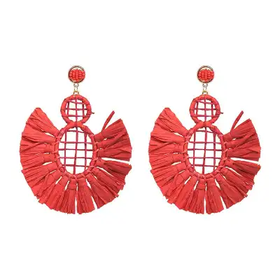 Women Unique Design Solid Color Tassel Earrings