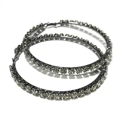 Women Exaggerated Rhinestone Decorative Circle Earrings