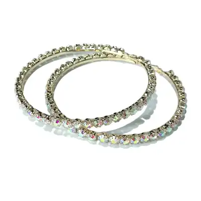Women Exaggerated Rhinestone Decorative Circle Earrings