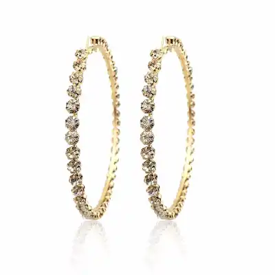 Women Exaggerated Rhinestone Decorative Circle Earrings