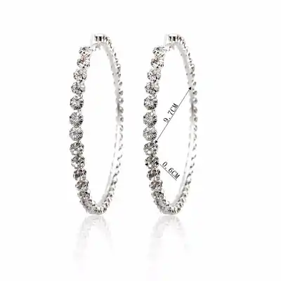 Women Exaggerated Rhinestone Decorative Circle Earrings