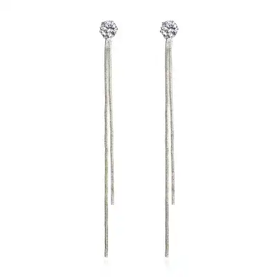 Women's Simple Zircon Decorative Long Tassel Earrings