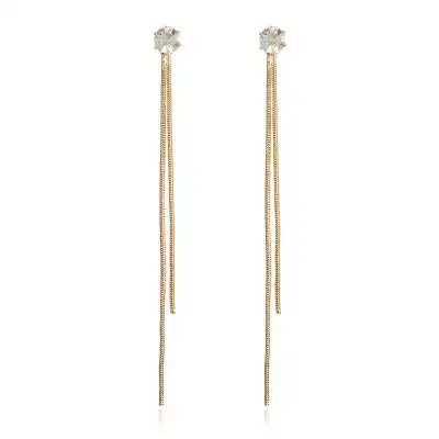 Women's Simple Zircon Decorative Long Tassel Earrings