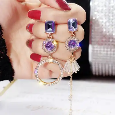 Women Unique Design Asymmetry Circle Stud Earrings
