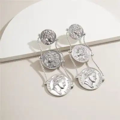 Women Exaggerated Portrait Geometric Alloy Earrings