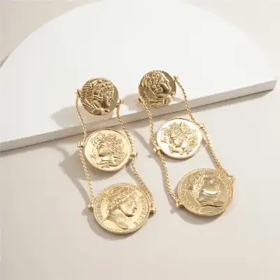 Women Exaggerated Portrait Geometric Alloy Earrings