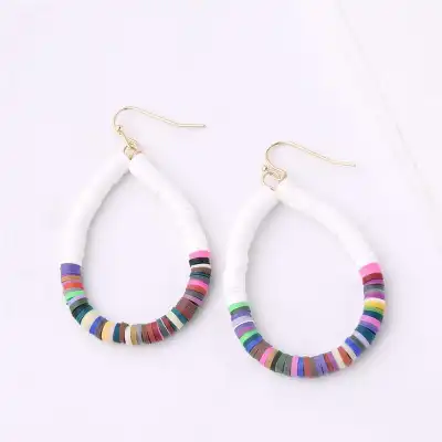 Women Bohemia Style Star Moon Ceramic Alloy Tassel Pearl Pendant Earrings