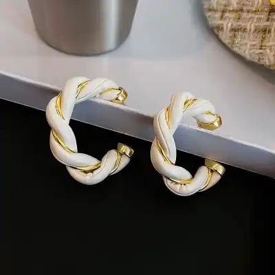 Women Retro Weave Circle Hoop Earrings
