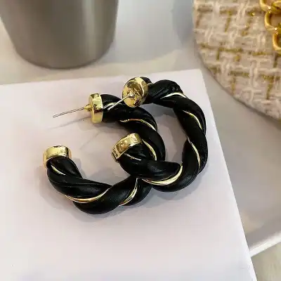 Women Retro Weave Circle Hoop Earrings