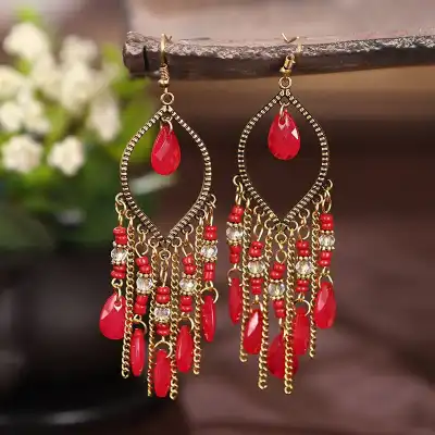 Women Bohemia Style Long Tassel Earrings