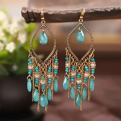 Women Bohemia Style Long Tassel Earrings