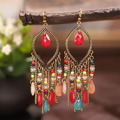 Women Bohemia Style Long Tassel Earrings