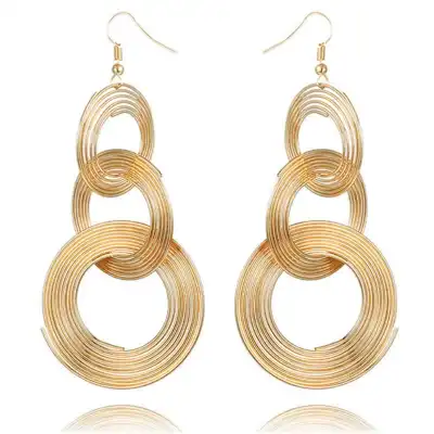 Women Exaggerated Circle Design Alloy Earrings