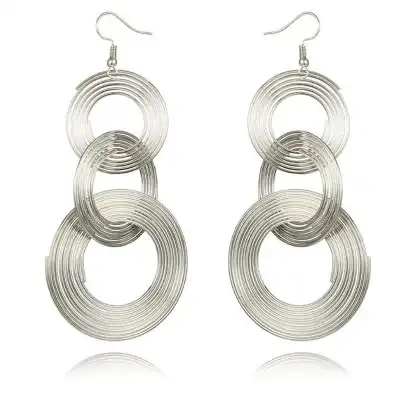Women Exaggerated Circle Design Alloy Earrings