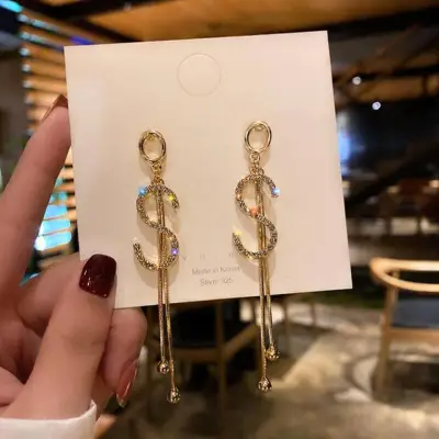 Women Temperament Exotic S Shaped Tassel Alloy Earrings