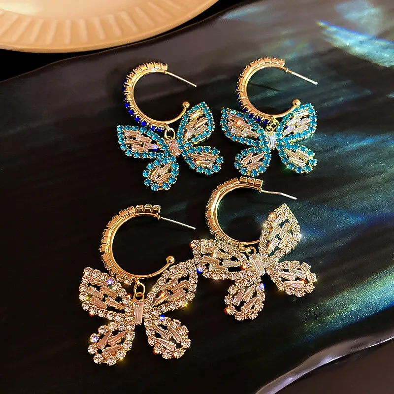 Women Minimalist Zircon Decorative Butterfly Shaped Design Earrings