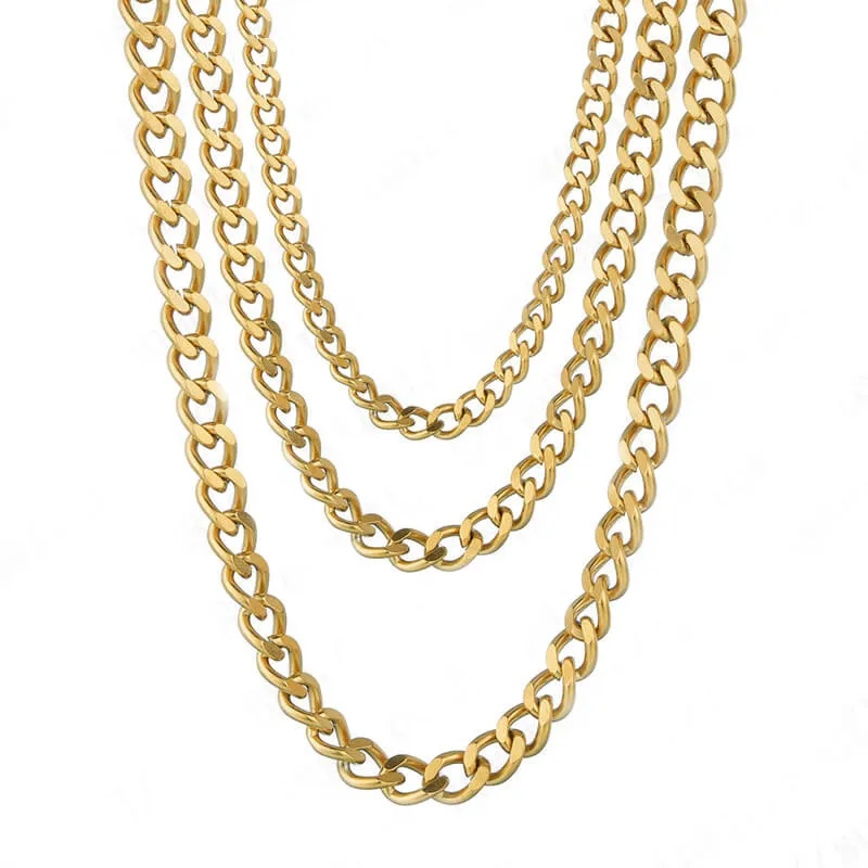 Men Fashion Stainless Steel Cuban Chain Necklace