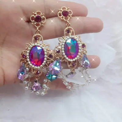 Women Retro Geometric Alloy Rhinestone Earrings